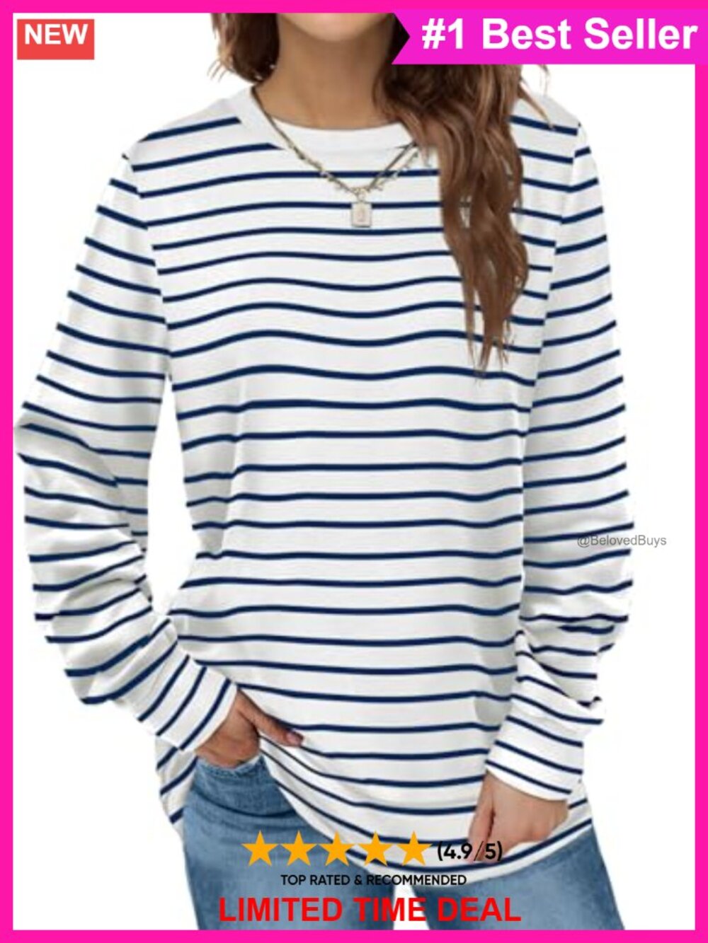 Womens Crewneck Long Sleeve Sweatshirt Curved Hem Tunic Pullover Top